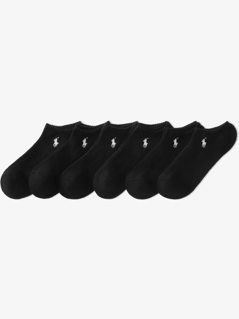 Polo by Ralph Lauren Men’s Black No-Show Performance ankle Socks (6-Pack).New